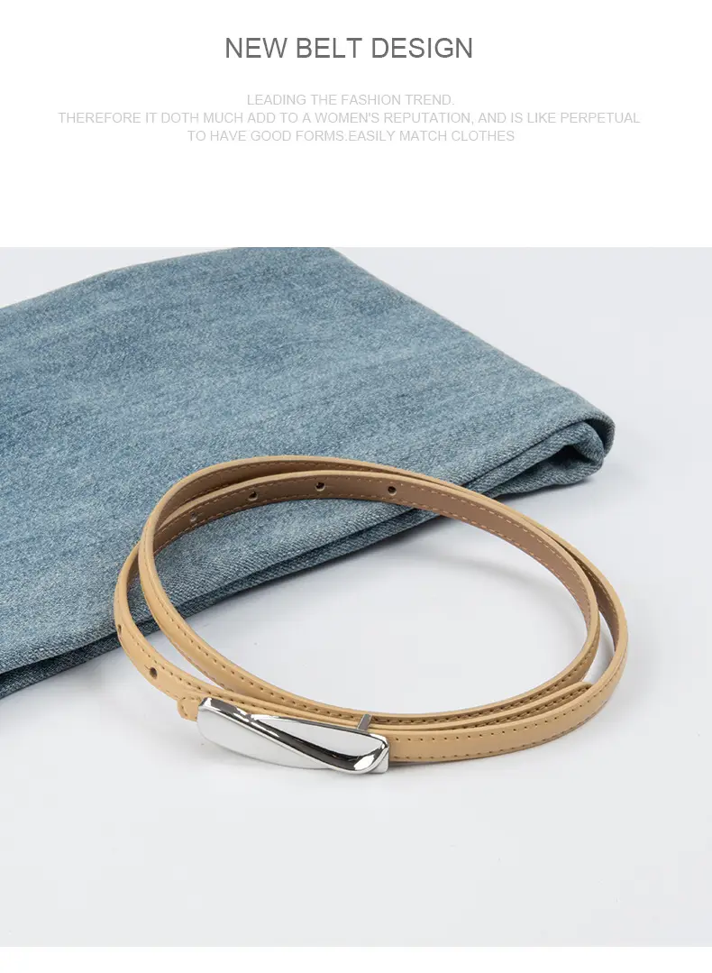 Women's Genuine Leather Thin Belt Brown — feature 11
