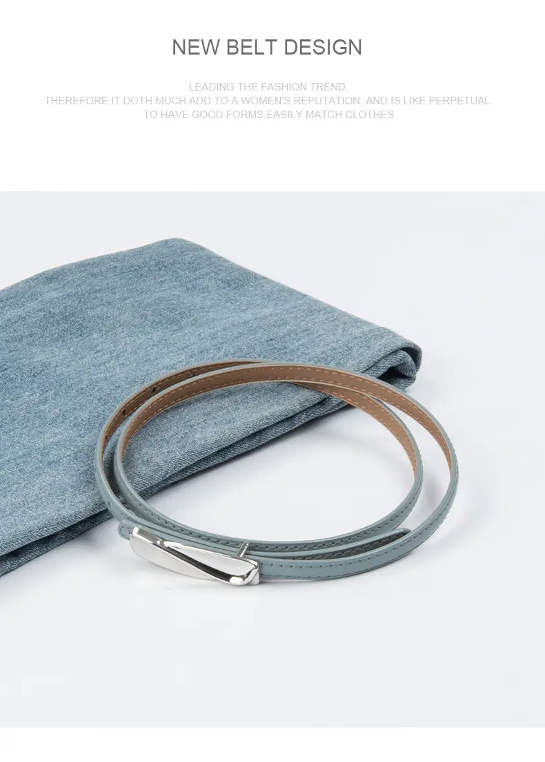Women's Genuine Leather Thin Belt Brown — feature 14