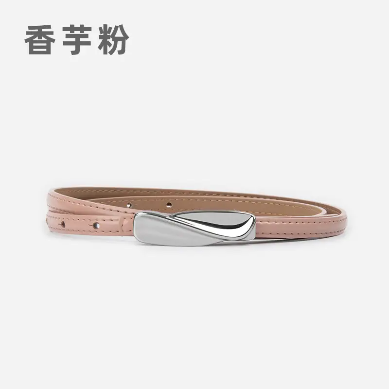 Women's Genuine Leather Thin Belt Brown - Image 10