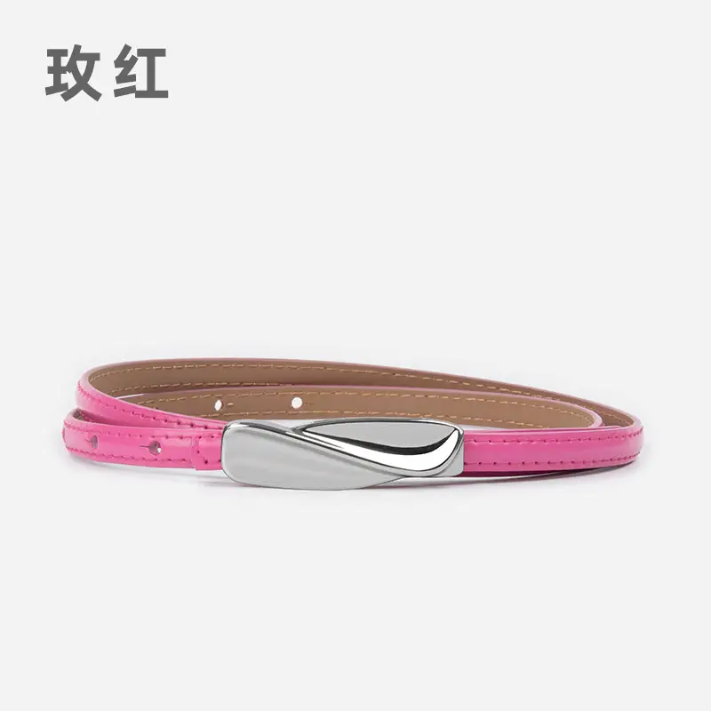 Women's Genuine Leather Thin Belt Brown - Image 11