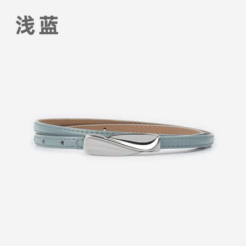 Women's Genuine Leather Thin Belt Brown - Image 12