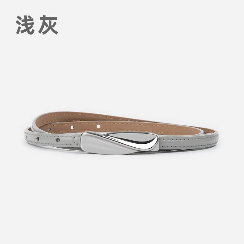 Women's Genuine Leather Thin Belt Brown - Image 13
