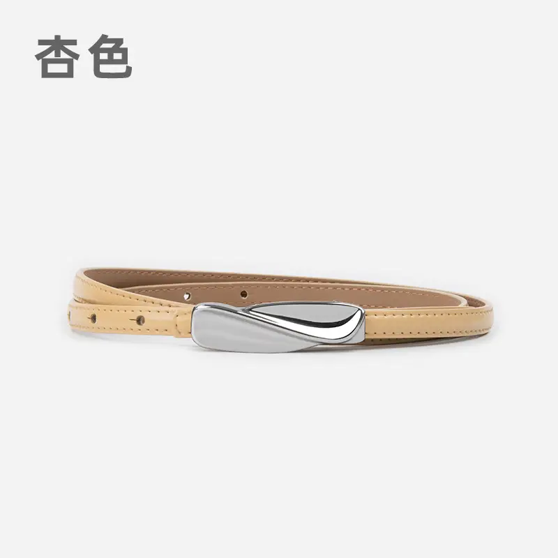 Women's Genuine Leather Thin Belt Brown - Image 6