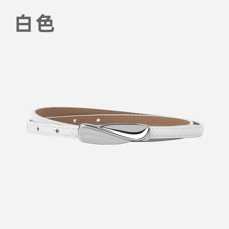 Women's Genuine Leather Thin Belt Brown - Image 8