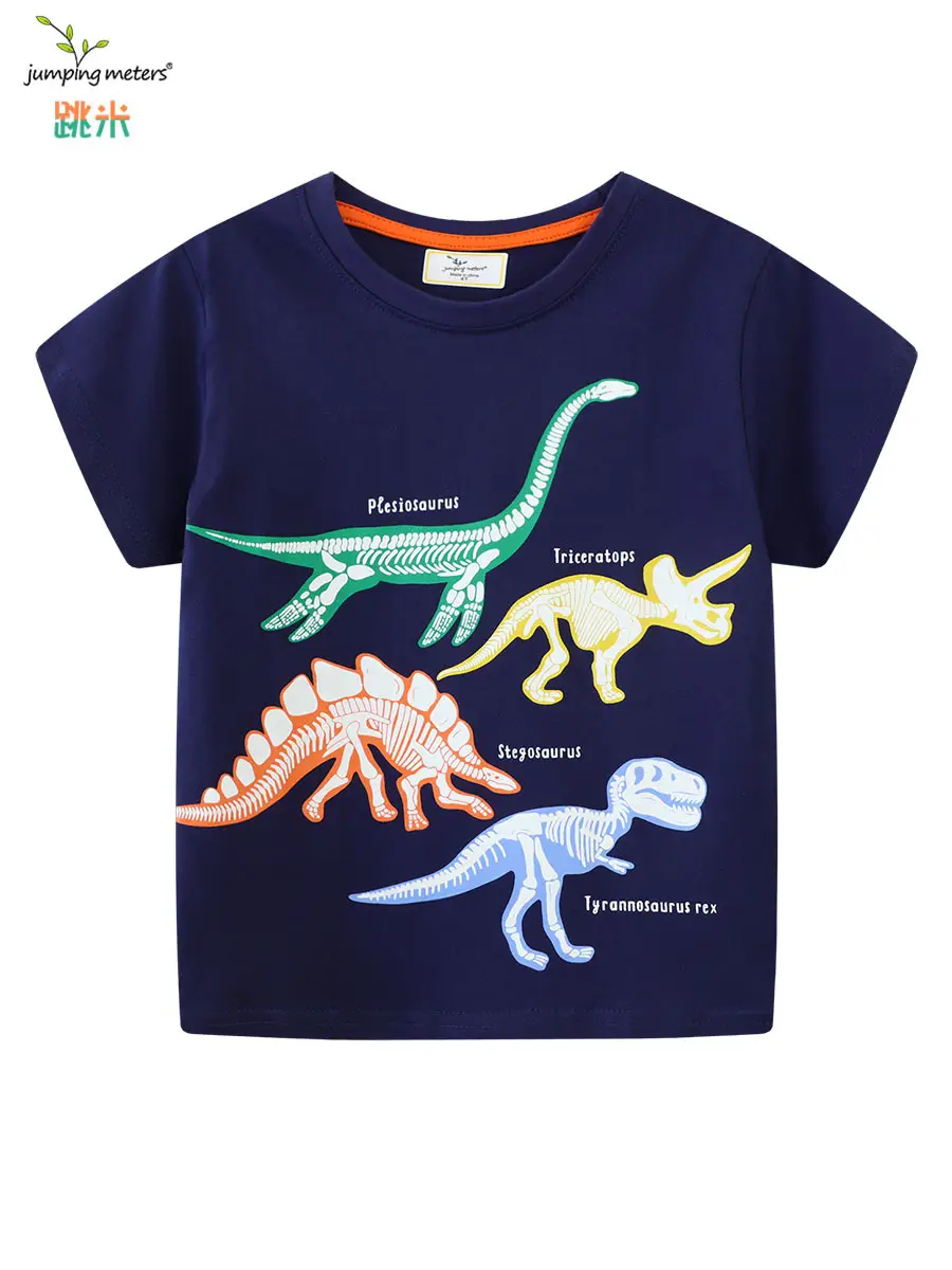 2025 Boys Cartoon Dinosaur T-Shirt Navy Blue Short Sleeve - Image 6