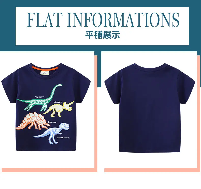 2025 Boys Cartoon Dinosaur T-Shirt Navy Blue Short Sleeve β feature 4