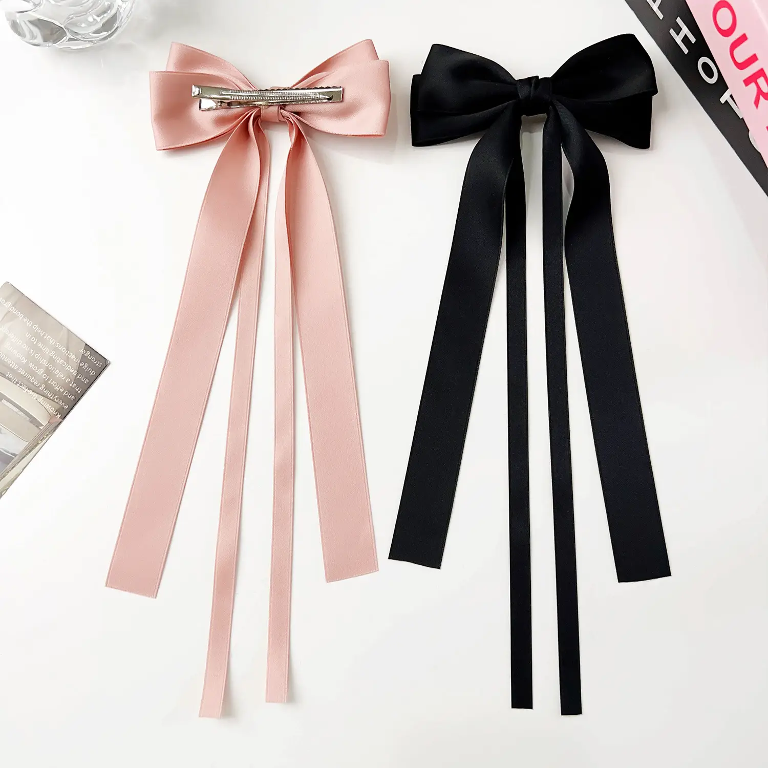 Korean Ins Elegant Ribbon Hairpin Sweet Bow Double Layer High-End Duckbill Hairpin — feature 5