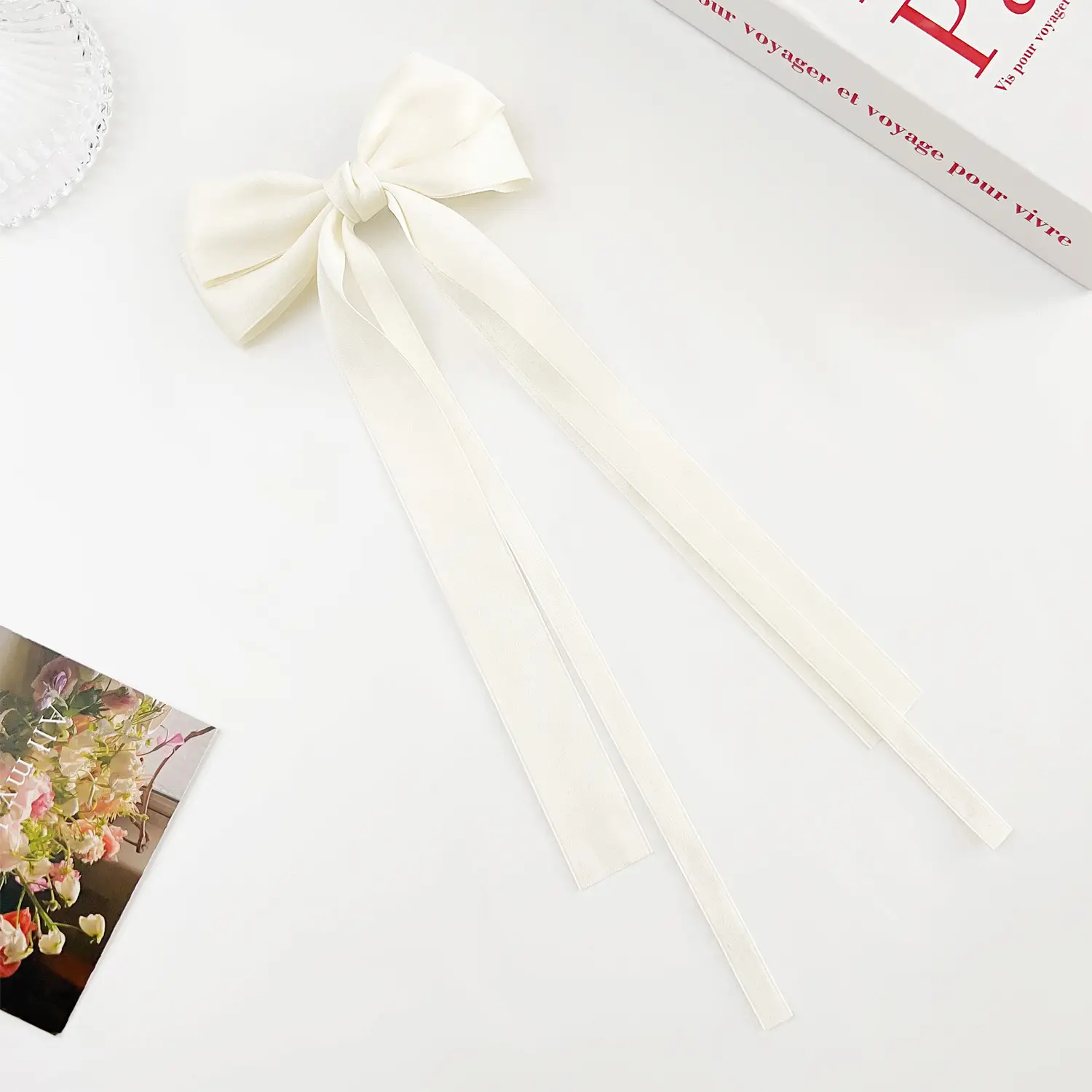 Korean Ins Elegant Ribbon Hairpin Sweet Bow Double Layer High-End Duckbill Hairpin - Image 3