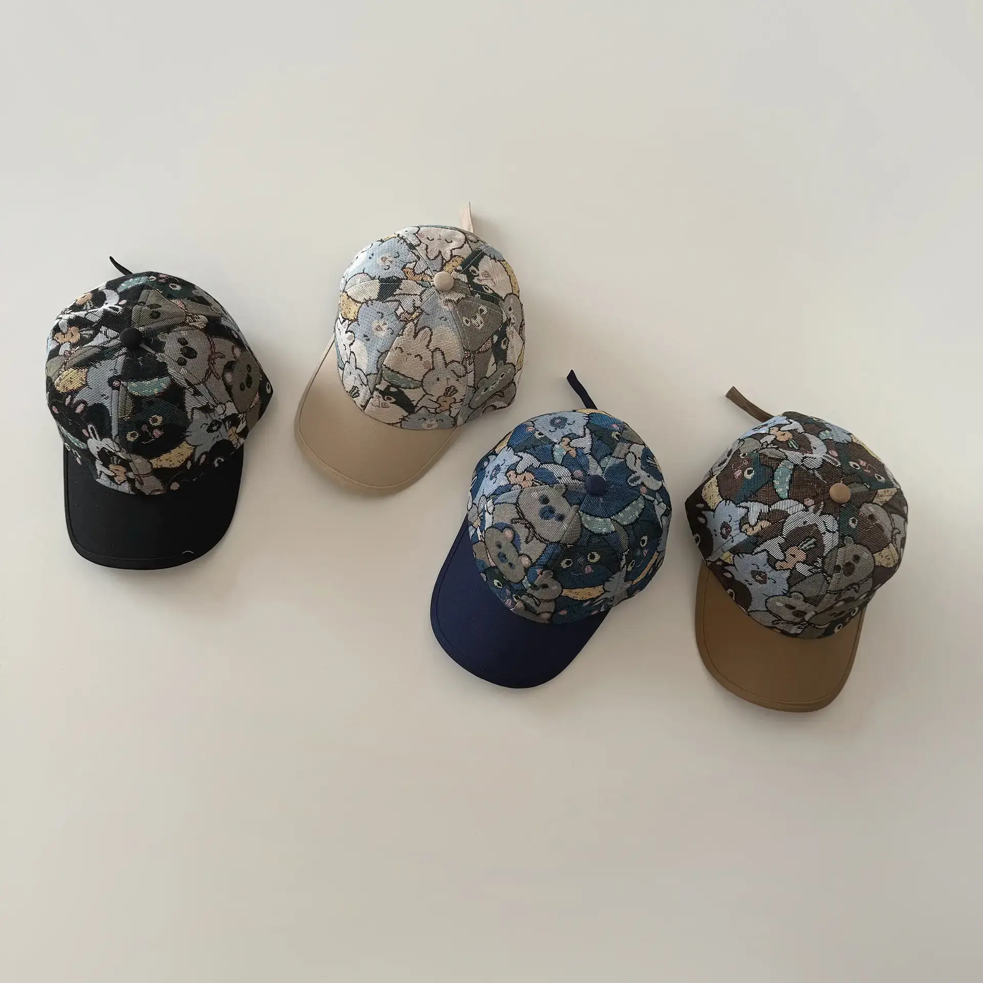 Qiunan Kids Cartoon Cap Blue Cat Print - Image 4