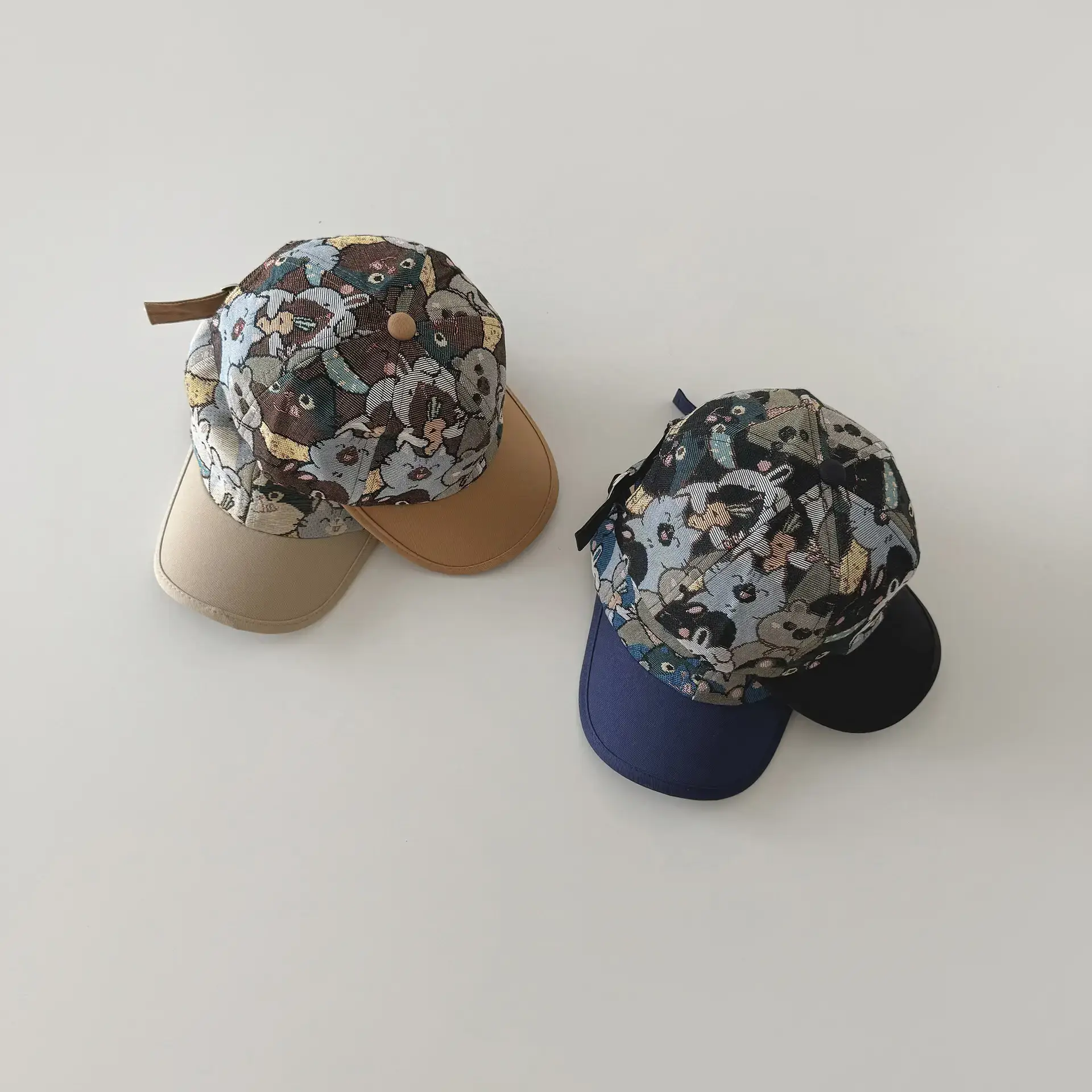 Qiunan Kids Cartoon Cap Blue Cat Print - Image 5