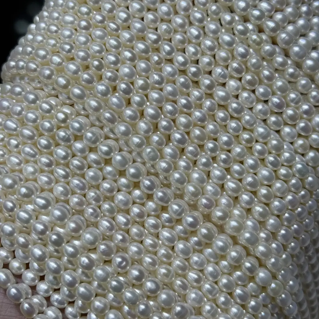 Natural Freshwater Pearls Light Thread 4-5mm Millet Beads - Image 6