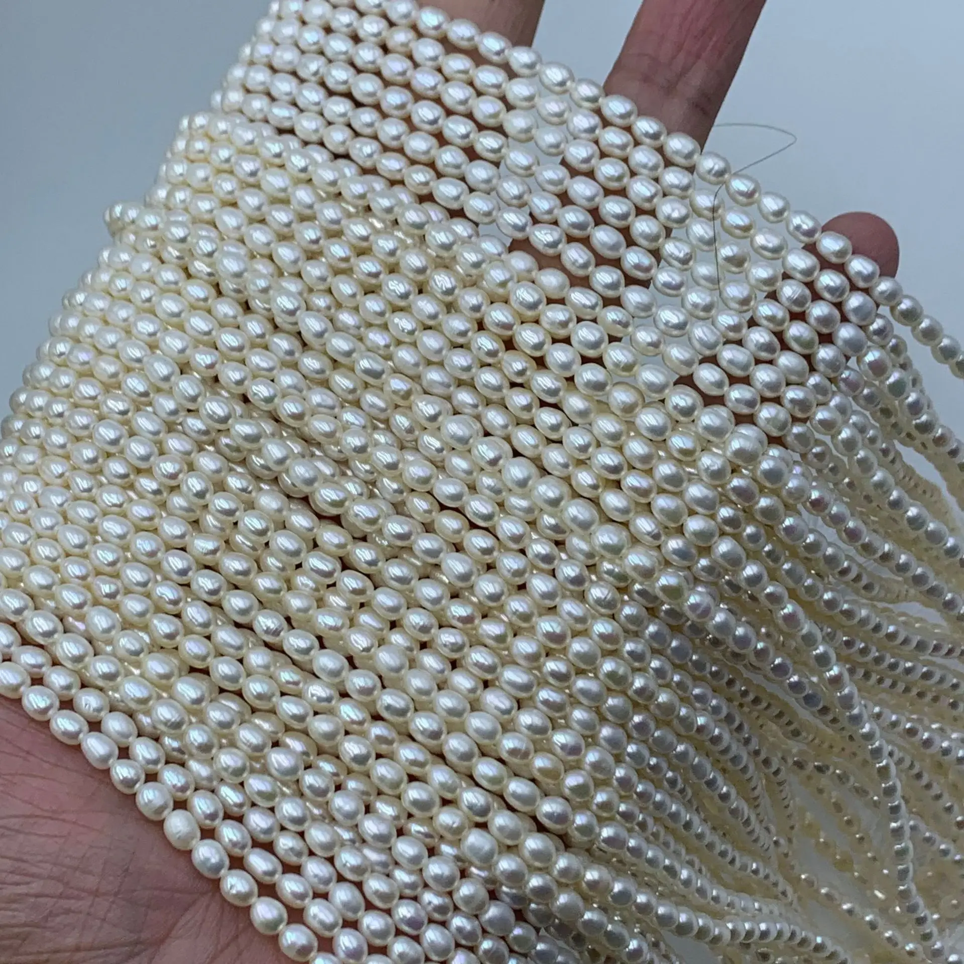 Natural Freshwater Pearls Light Thread 4-5mm Millet Beads - Image 2
