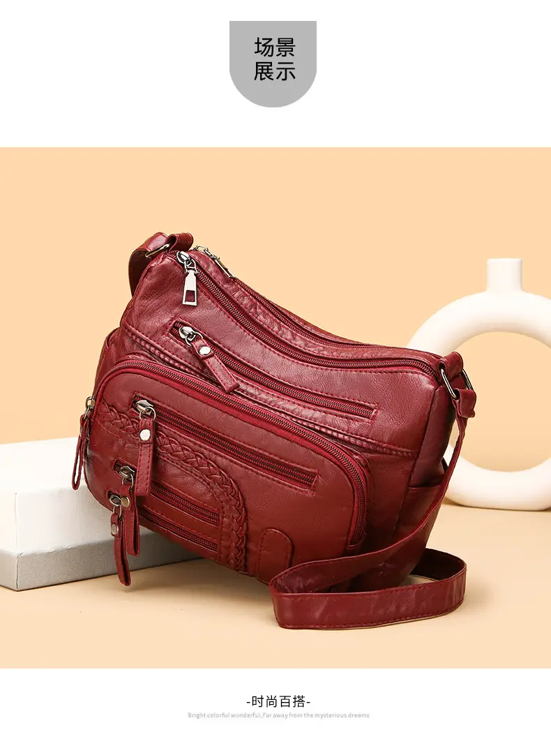 Brown Woven Multi-Pocket Shoulder Bag for Women — feature 12