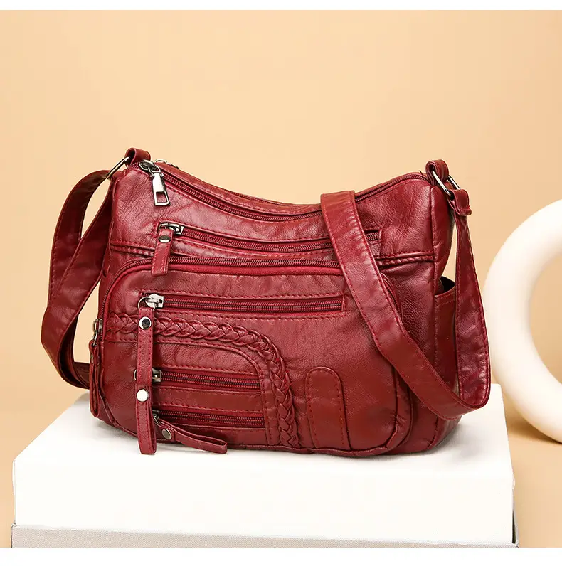 Brown Woven Multi-Pocket Shoulder Bag for Women — feature 18