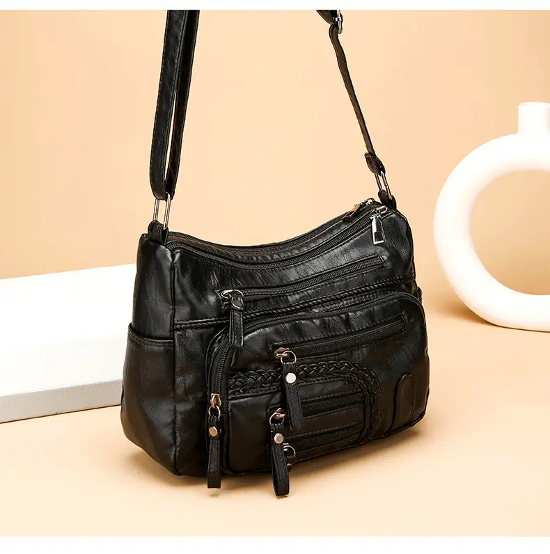 Brown Woven Multi-Pocket Shoulder Bag for Women — feature 20