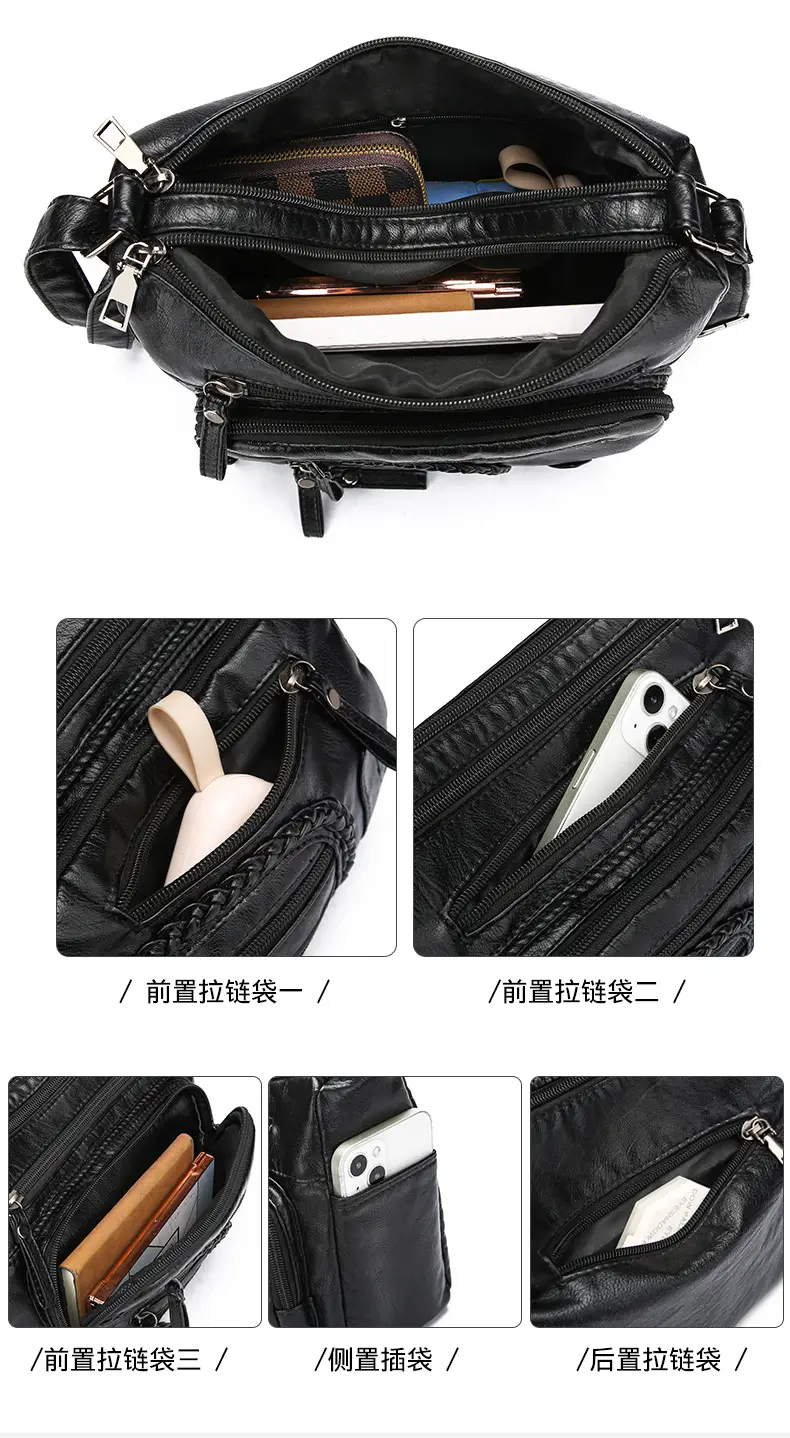 Brown Woven Multi-Pocket Shoulder Bag for Women — feature 5
