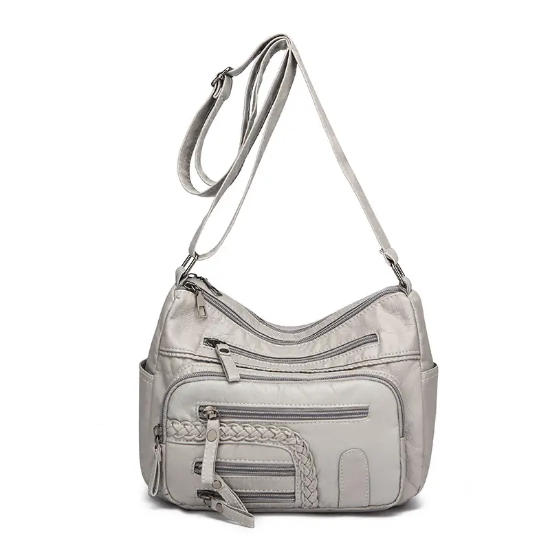 Brown Woven Multi-Pocket Shoulder Bag for Women - Image 4