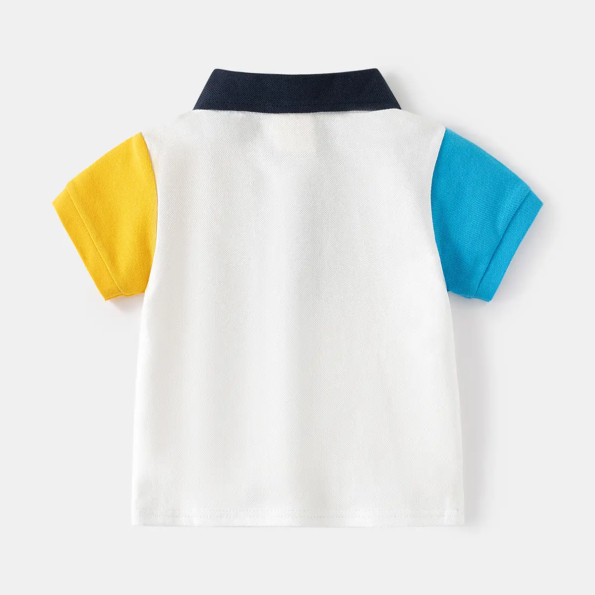 Children's Color T-Shirt White Yellow Blue Short Sleeve - Image 4