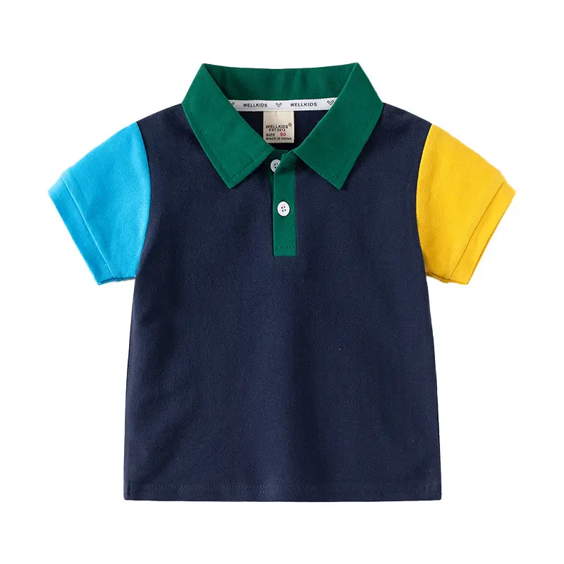 Children's Color T-Shirt White Yellow Blue Short Sleeve - Image 6