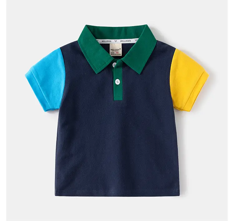 Children's Color T-Shirt White Yellow Blue Short Sleeve — feature 10