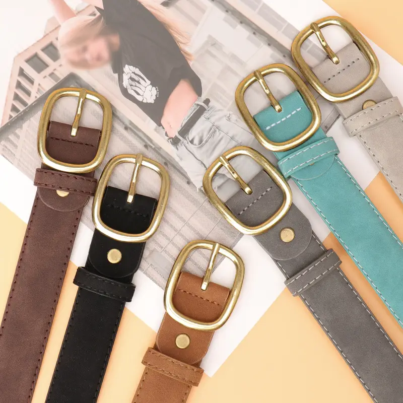 Women's Mint Green Suede Belt with Gold Buckle