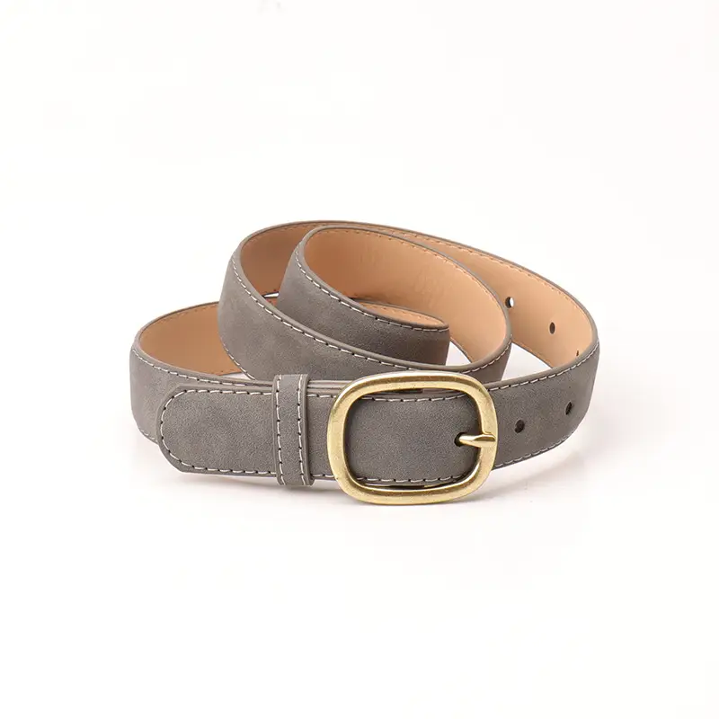 Women's Mint Green Suede Belt with Gold Buckle