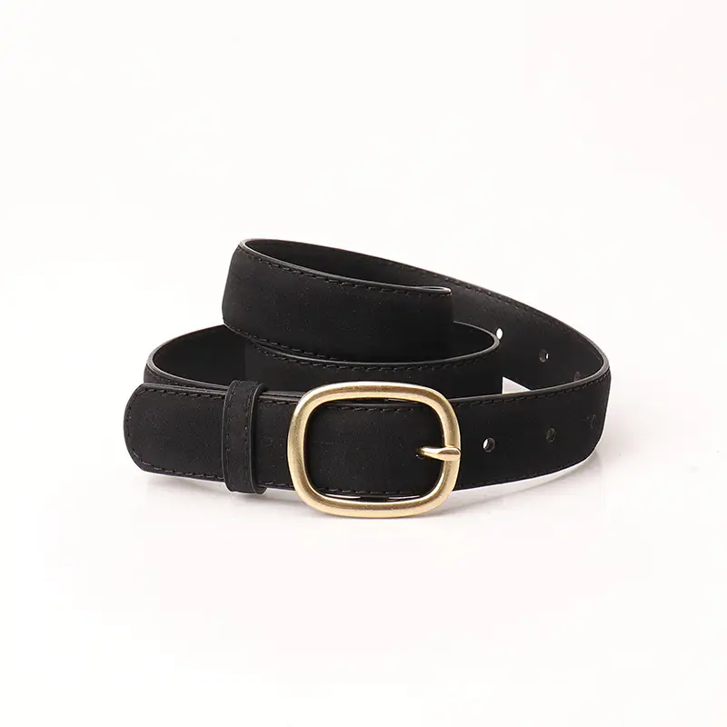 Women's Mint Green Suede Belt with Gold Buckle