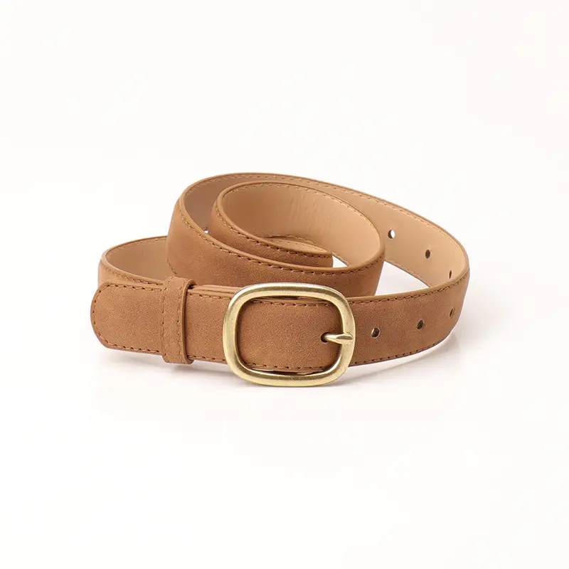 Women's Mint Green Suede Belt with Gold Buckle
