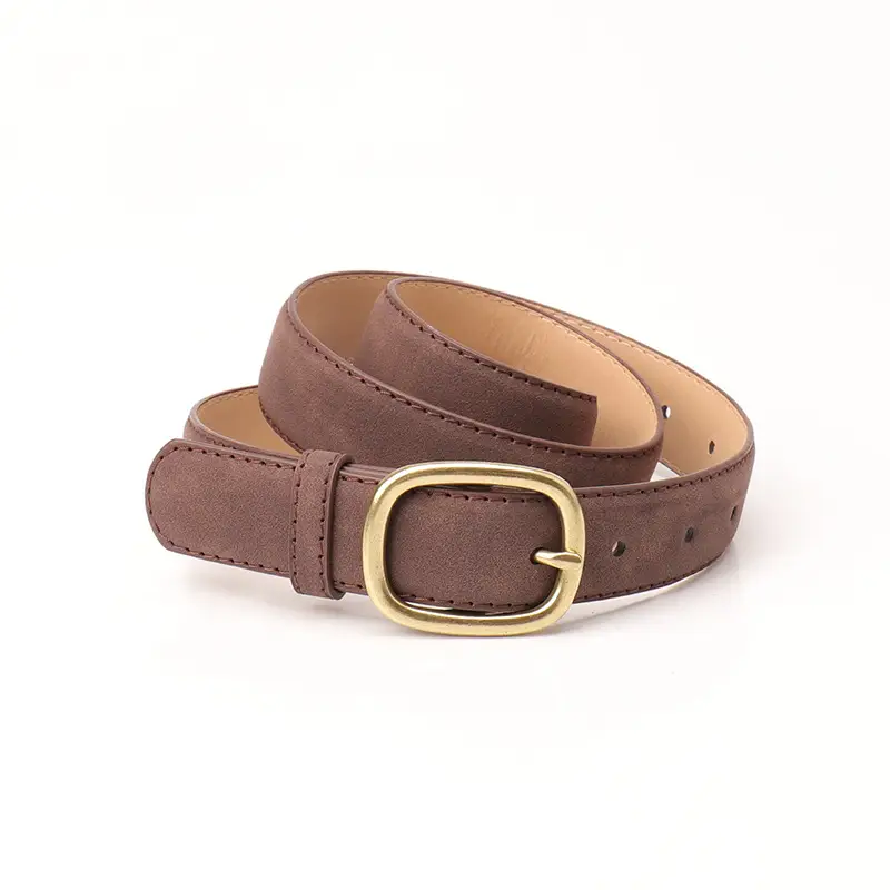 Women's Mint Green Suede Belt with Gold Buckle