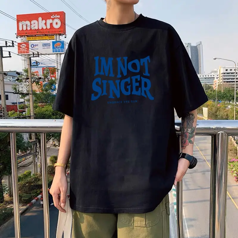 Black Ice Silk T-Shirt "IM NOT STINGER" Round Neck Short Sleeve — feature 8