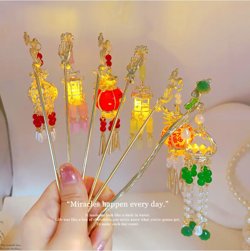 Luminous Palace Lantern Hairpin for Women - Image 83