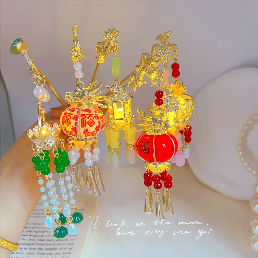 Luminous Palace Lantern Hairpin for Women - Image 85