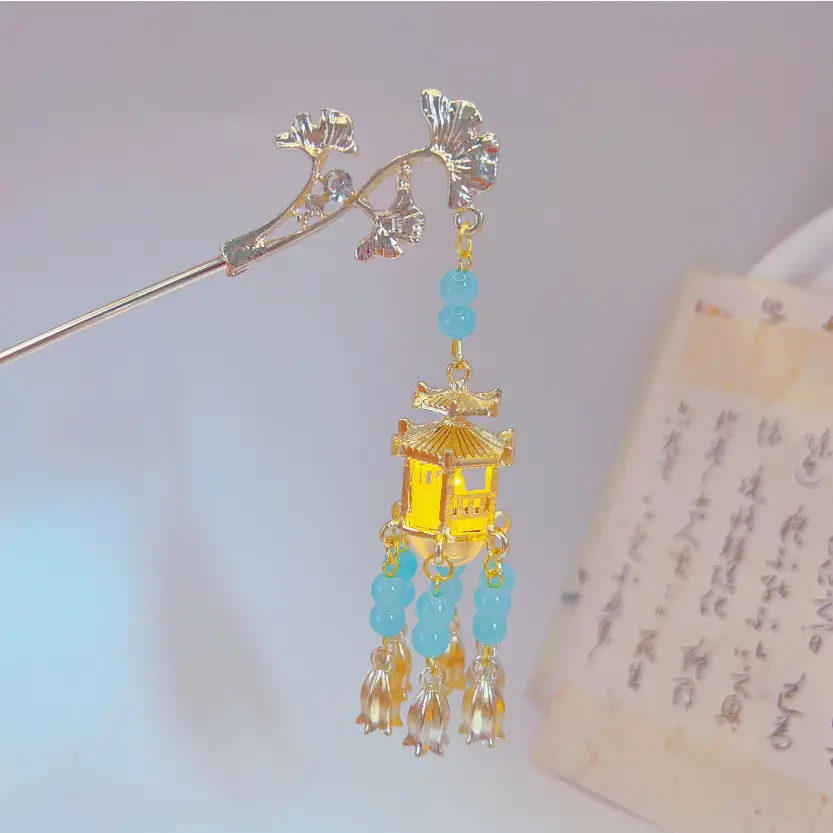 Luminous Palace Lantern Hairpin for Women - Image 3
