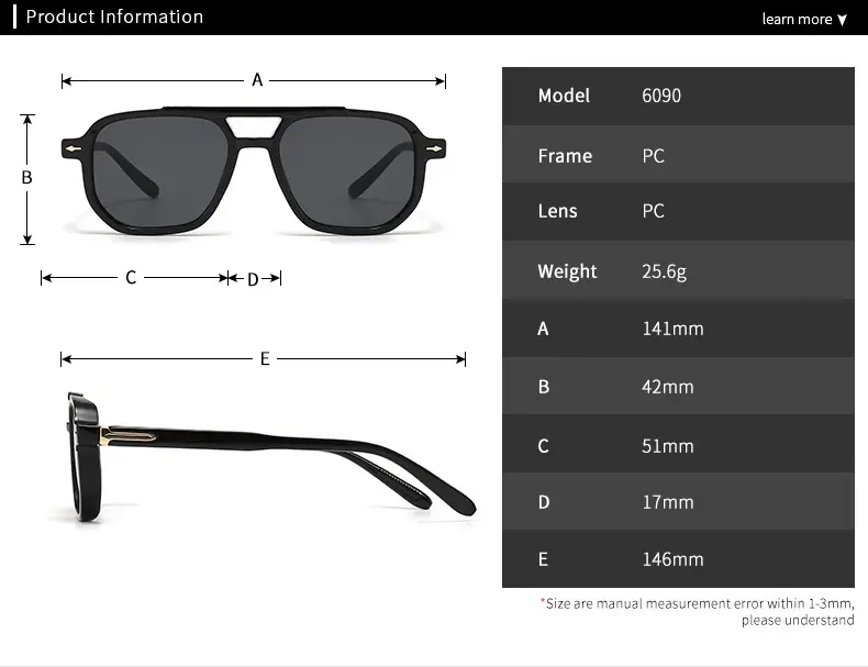 European American Retro Literary Sunglasses Anti-Blue Light 6090 β feature 1