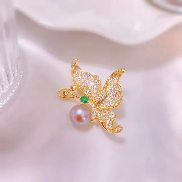 Natural Freshwater Pearl Butterfly Brooch for Women
