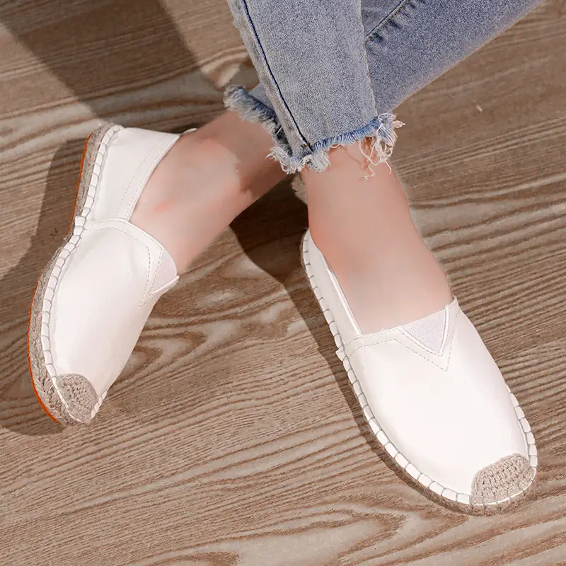 Factory Direct sales fisherman shoes men's Linen straw woven linen loafers sweat-absorbent breathable fashionable all-match leather loafers - Image 5