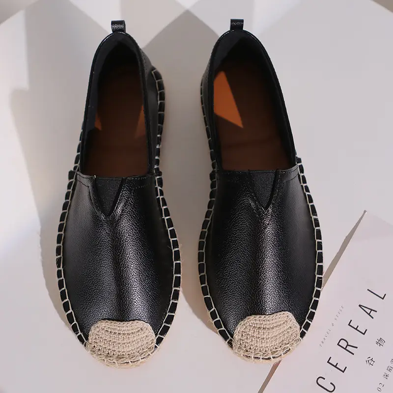 Factory Direct sales fisherman shoes men's Linen straw woven linen loafers sweat-absorbent breathable fashionable all-match leather loafers - Image 7