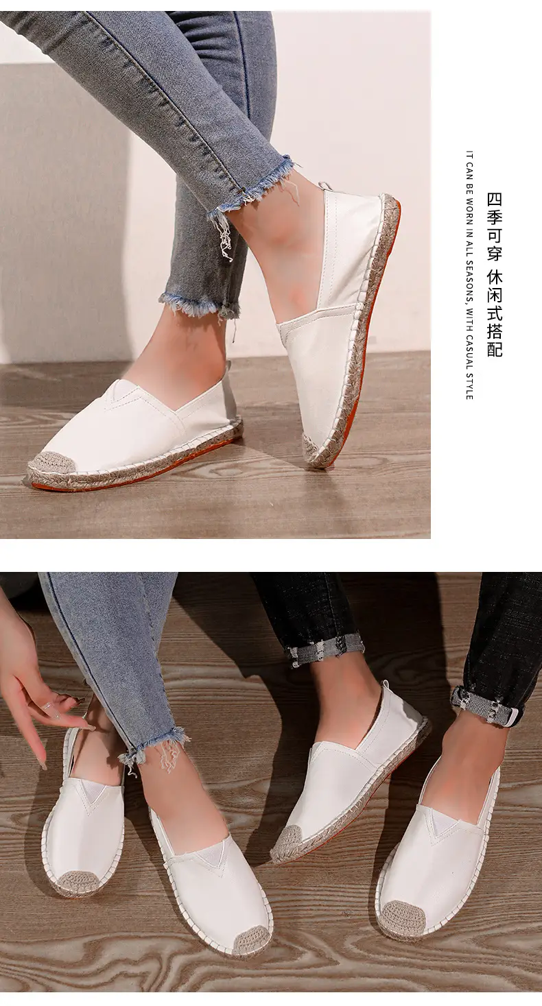 Factory Direct sales fisherman shoes men's Linen straw woven linen loafers sweat-absorbent breathable fashionable all-match leather loafers — feature 14