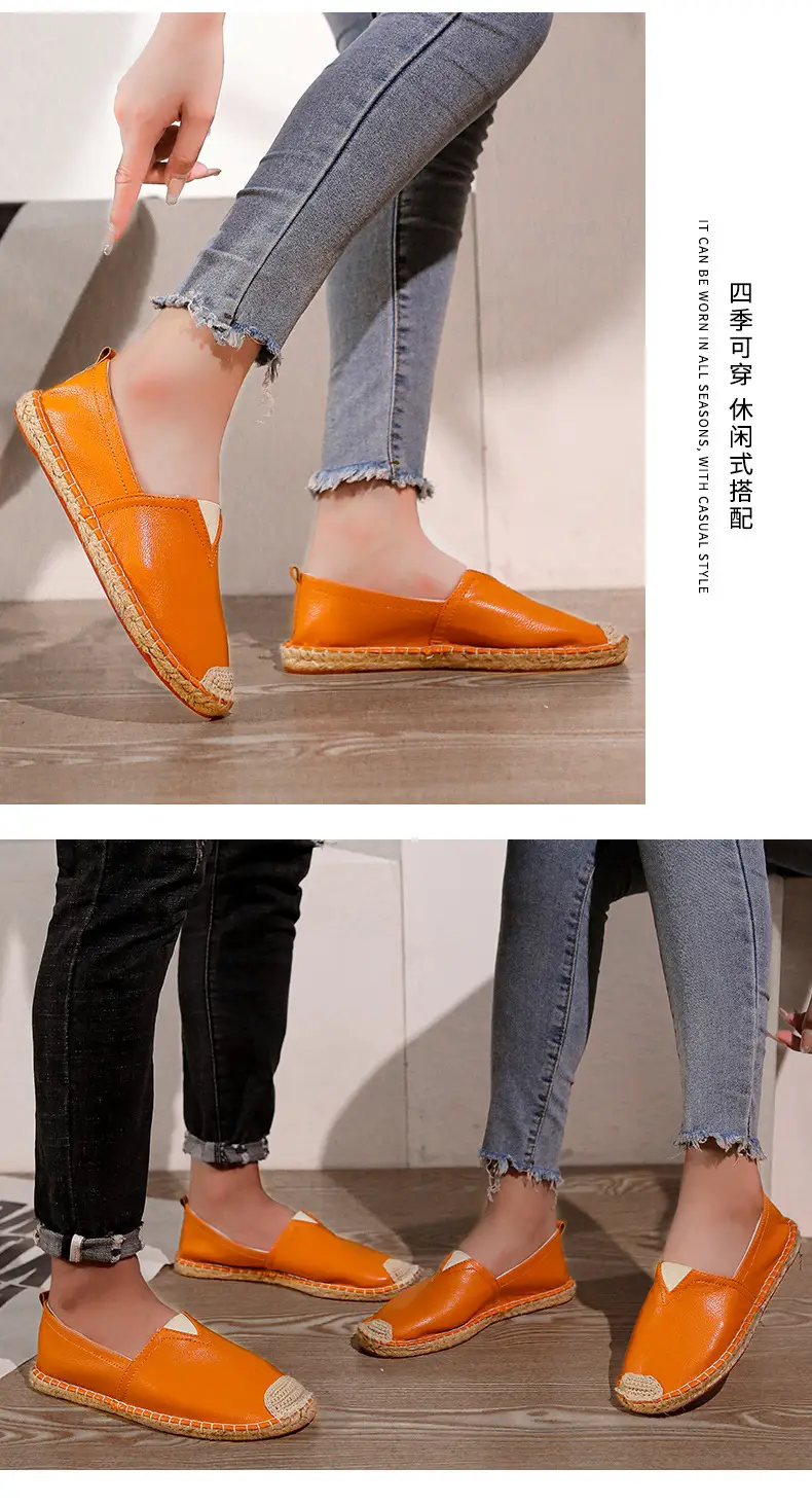 Factory Direct sales fisherman shoes men's Linen straw woven linen loafers sweat-absorbent breathable fashionable all-match leather loafers — feature 16