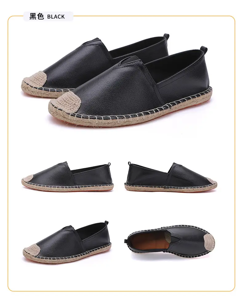Factory Direct sales fisherman shoes men's Linen straw woven linen loafers sweat-absorbent breathable fashionable all-match leather loafers — feature 17