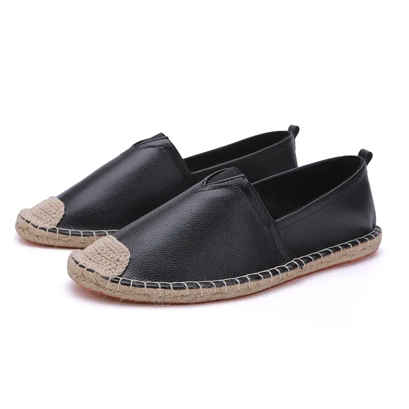 Factory Direct sales fisherman shoes men's Linen straw woven linen loafers sweat-absorbent breathable fashionable all-match leather loafers - Image 2
