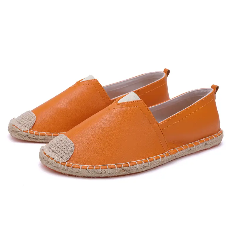 Factory Direct sales fisherman shoes men's Linen straw woven linen loafers sweat-absorbent breathable fashionable all-match leather loafers - Image 3