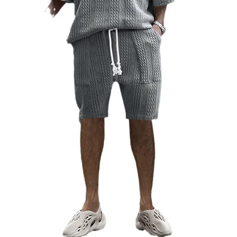 Men Black Jacquard Shorts with 5 Pockets