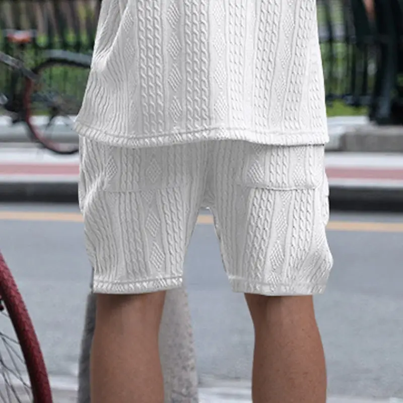 Men Black Jacquard Shorts with 5 Pockets — feature 10