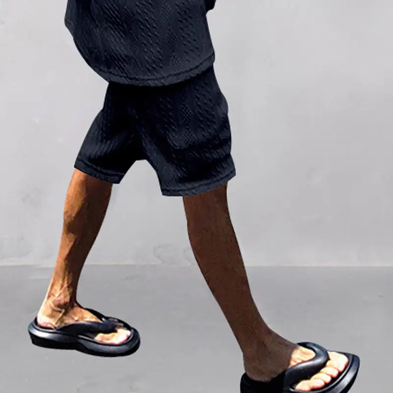 Men Black Jacquard Shorts with 5 Pockets — feature 13