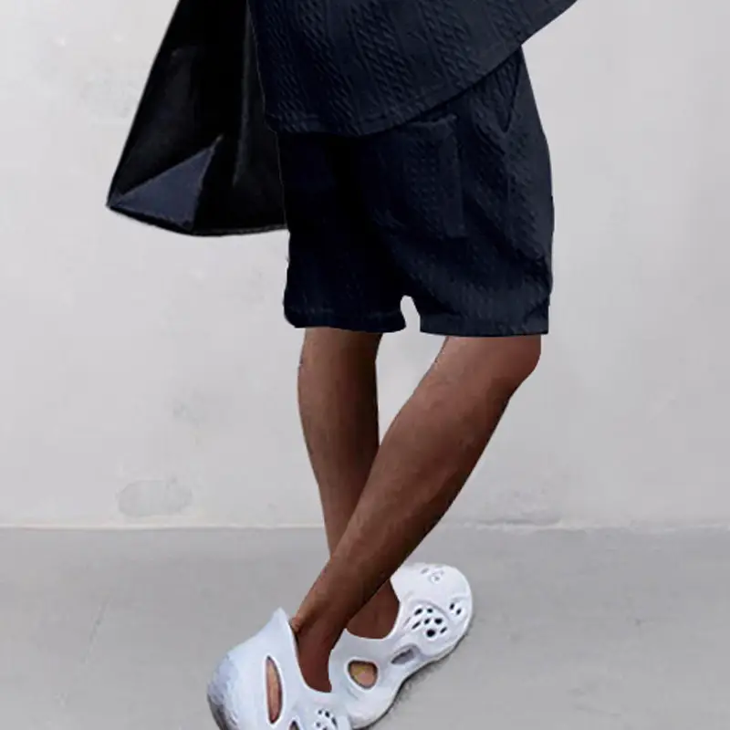 Men Black Jacquard Shorts with 5 Pockets — feature 14