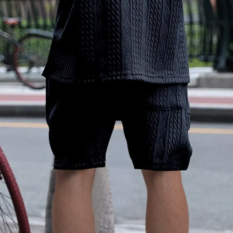 Men Black Jacquard Shorts with 5 Pockets — feature 17