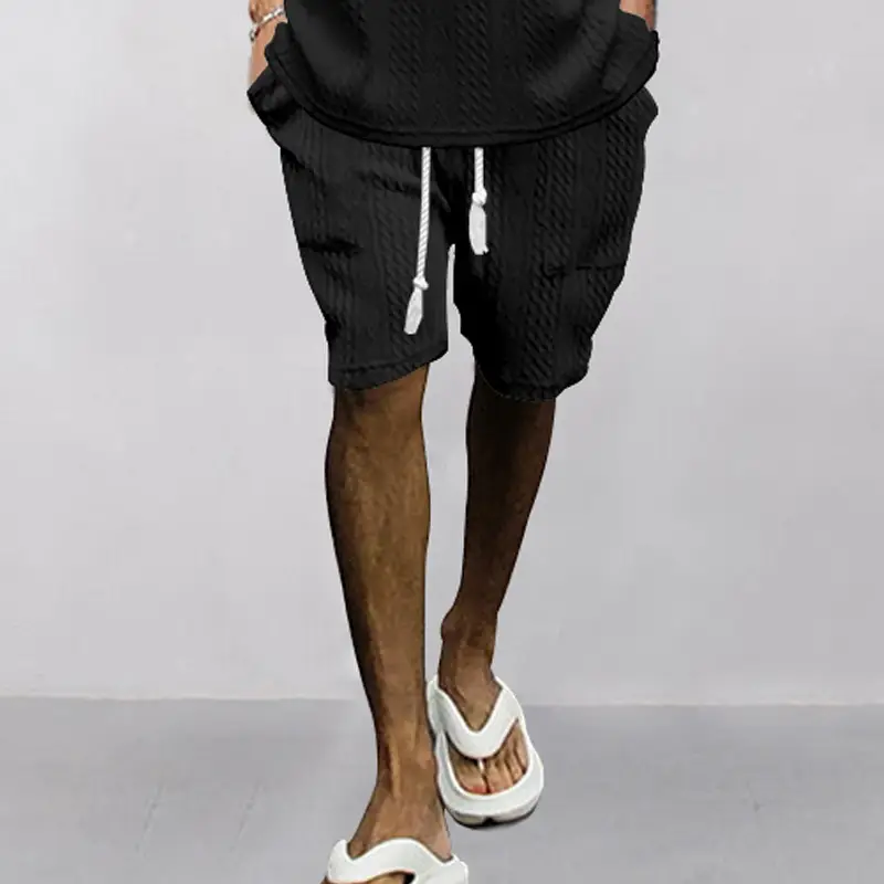 Men Black Jacquard Shorts with 5 Pockets — feature 18