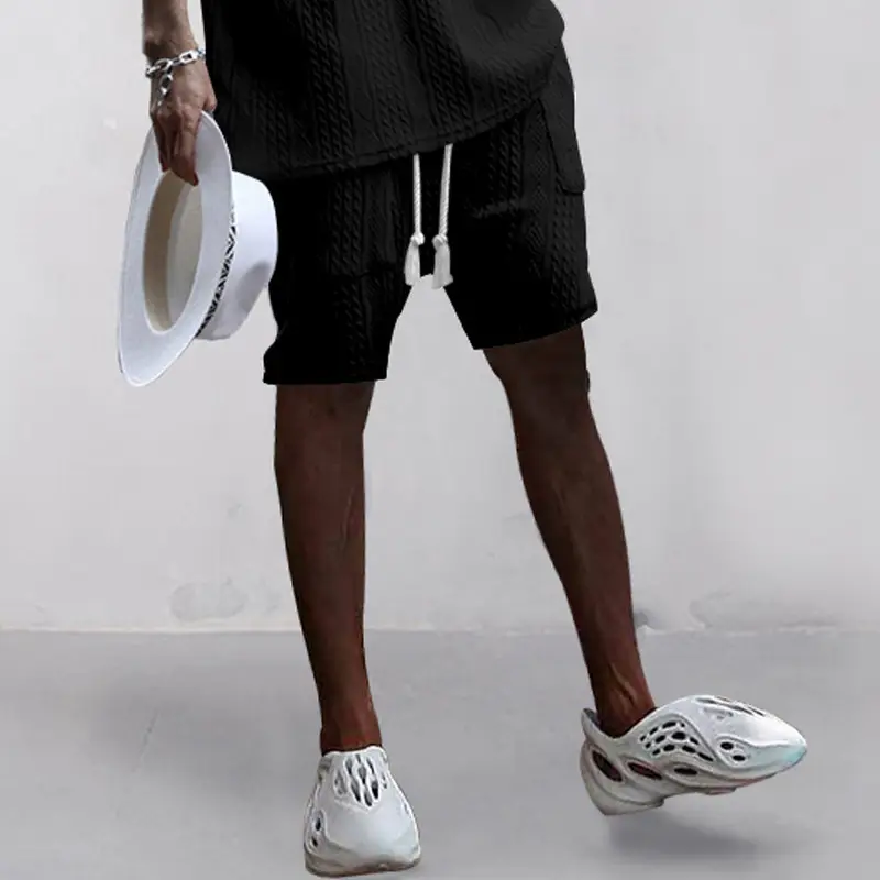 Men Black Jacquard Shorts with 5 Pockets — feature 19