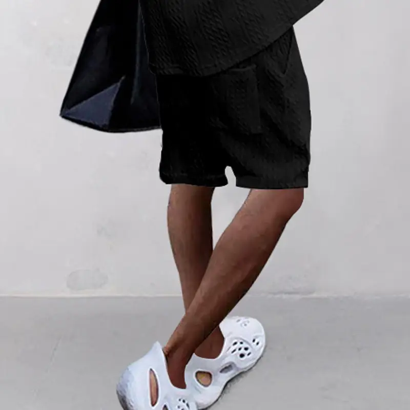 Men Black Jacquard Shorts with 5 Pockets — feature 21